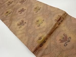 リサイクル　引箔松皮菱に草花模様織出し名古屋帯